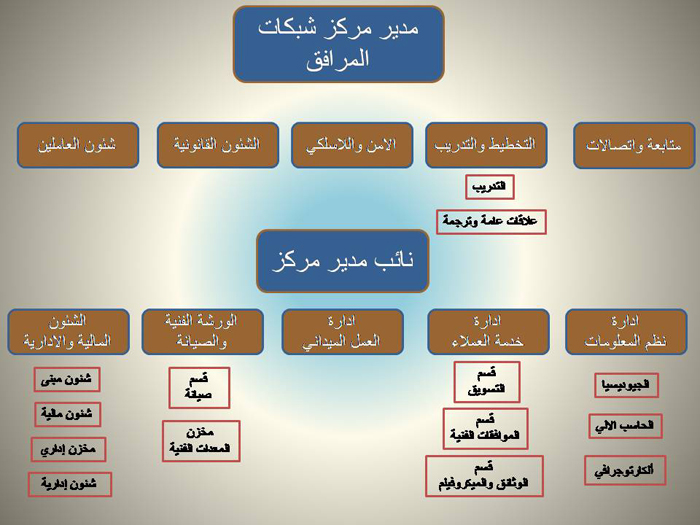 الهيكل التنظيمي لمركز شبكات المرافق